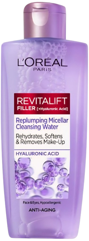 Loreal Revitalift Filler Replumping Micellar Cleansing Water 200ML לוריאל רוויטליפט פילר מים מיסלריים