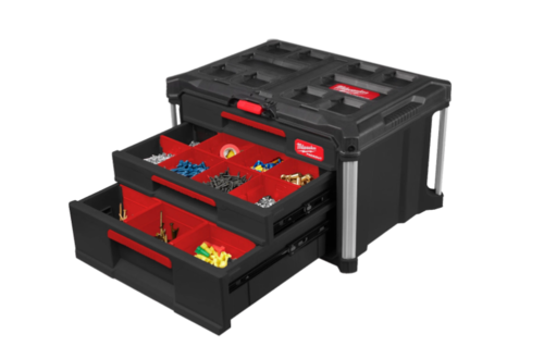 ארגז 3 מגירות 2 מגירות + מגירה עמוקה Milwaukee PACKOUT 