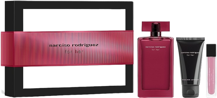 Narciso Rodriguez For Her Intense  Gift Set 100ML EDP + 100ML Body Lotion + 10ML EDP מארז נרסיסו רודריגז פור הר אינטנס לאישה