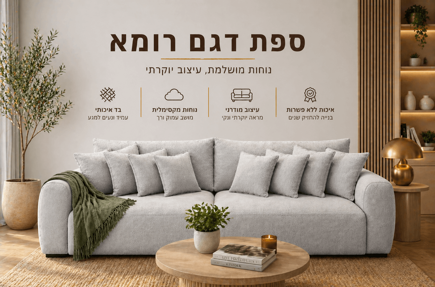 ספה מפנקת ומעוצבת דגם רומא