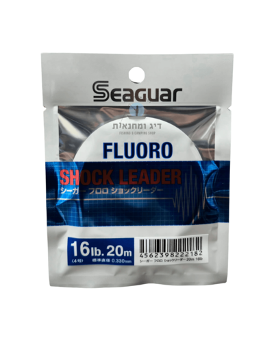 חוט שוק לידר פלורוקרבון Seaguar Fluoro Shock Leader חוזק 16lb אורך 20 מטר גליל כחול לבן.