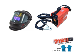 סט לריתוך מושלם רתכת אלקטרונית 180A+ מסכה אלקטרונית + אלקטרודות + כפפות עור APEX KIT-8091
