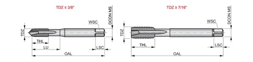 מברז מכונה MTT-X חור עובר UNC 2-56 3FL דגם e0212-56