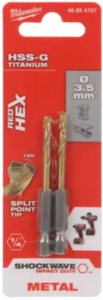 זוג מקדחי 3.5 מ"מ ברזל טיטניום לאימפקט - MILWAUKEE 48894707