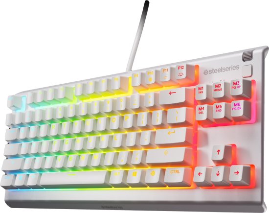 מקלדת גיימירים מכאנית חוטית SteelSeries Apex 3 TKL RGB (5707119060523) White