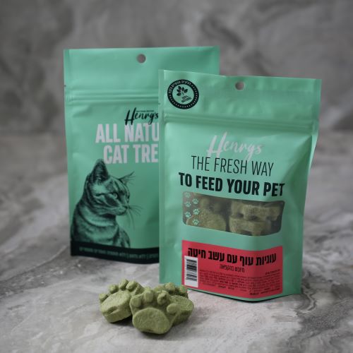 הנריס לחתול עוגיות עוף עם עשב חיטה