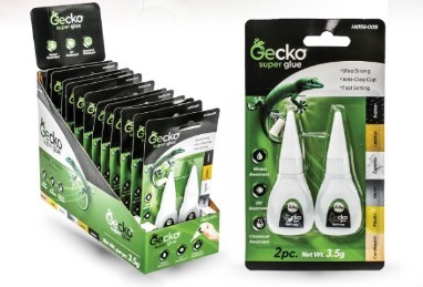 דבק סופר גלו 3.5 גרם בבקבוק - 2 יחידות בבליסטר GECKO