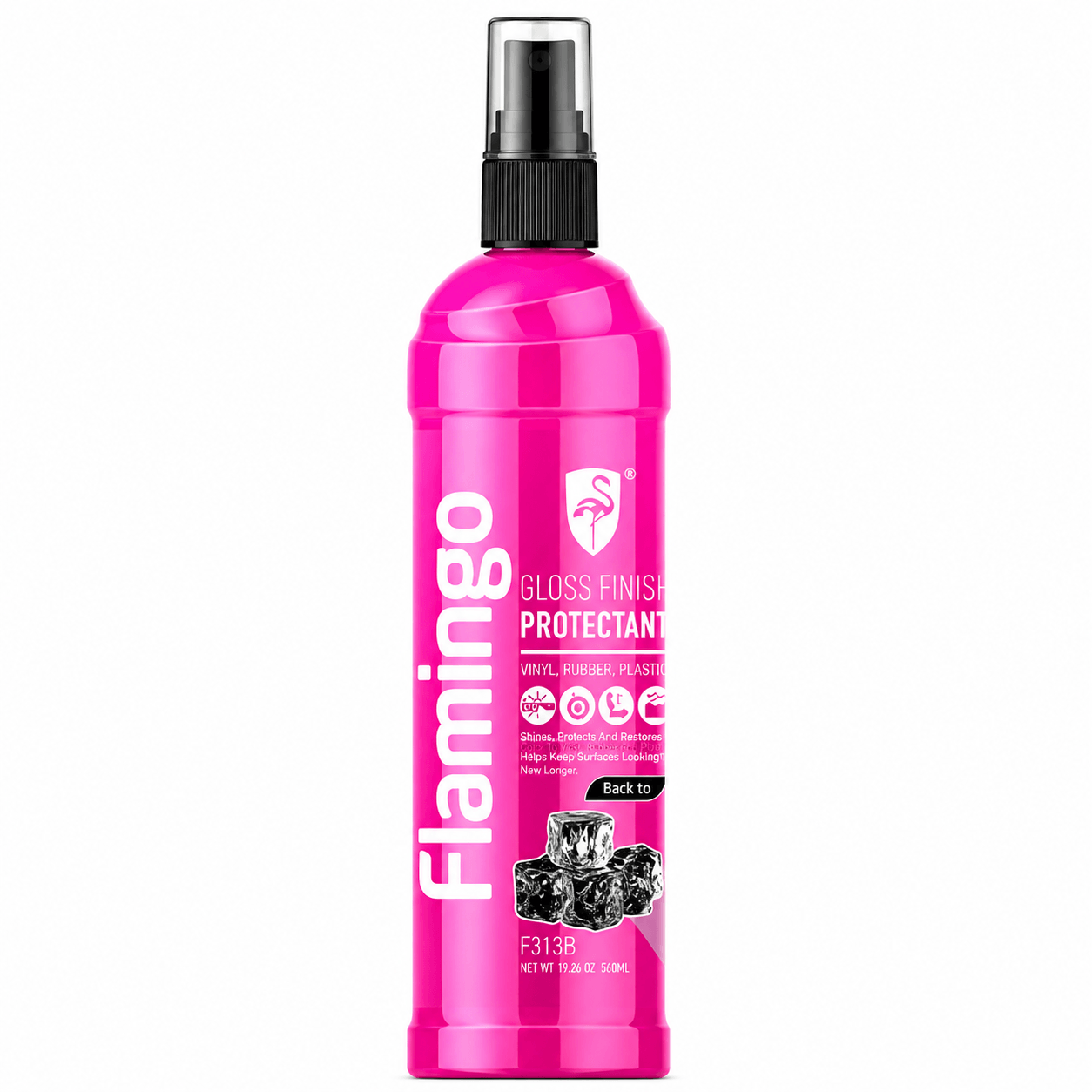 חומר הגנה והברקה למשטחי פלסטיק בניחוח בלאק | Flamingo Gloss Finish Protectant