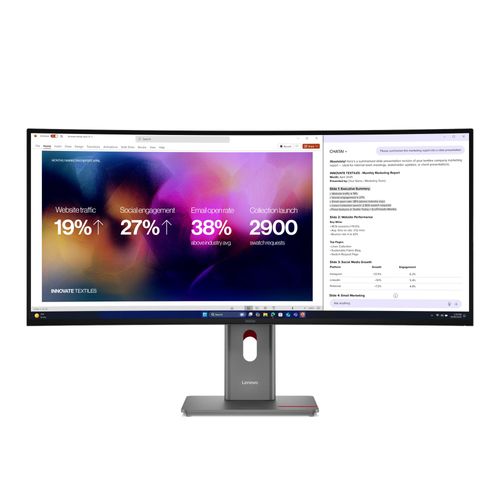 מסך מבית Lenovo 64B4XAT1IS 5120x2160 פאנל מסוג IPS ו 3 שנות אחריות