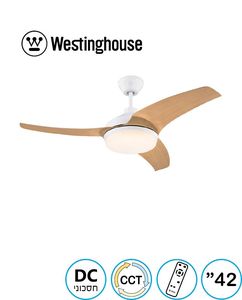 מאוורר תקרה לבן עץ+שלט "Westinghouse Valeria 42