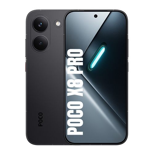 Xiaomi Poco X8 Pro שחור מבט קדמי ואחורי