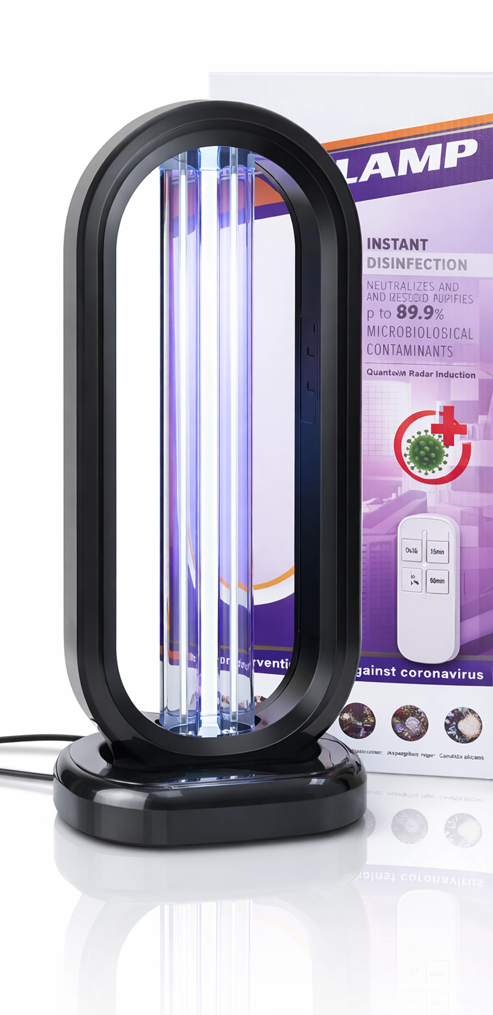 מנורת UV לחיטוי משטחים ואוויר, בעיצוב קומפקטי עם שליטה נוחה