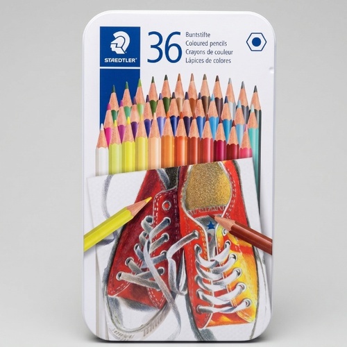סט 36 עפרונות צבעוניים- STAEDTLER Noris- בקופסת פח