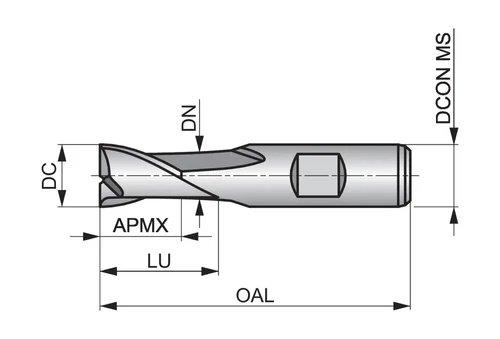 כרסום אצבע 2 שן 1/2 HSS-E 16.0x73.0 דגם c1101/2
