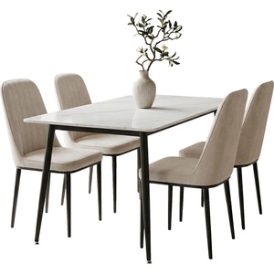פינת אוכל מעוצבת כולל שולחן קרמיקה ו-4 כסאות Tudo Design