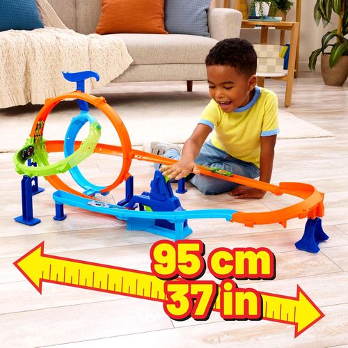 מסלול פעלולים Rapid Launch Cyclone עם משגר עוצמתי ולופים כפולים