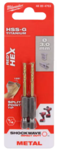 מקדח 3 מ"מ ברזל טיטניום לאימפקט - 48894763 MILWAUKEE