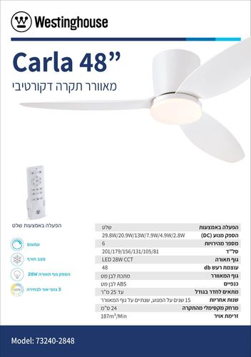 מאוורר תקרה לבן+שלט 