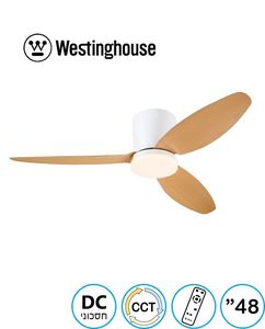 מאוורר תקרה לבן עץ+שלט "Westinghouse CARLA 48