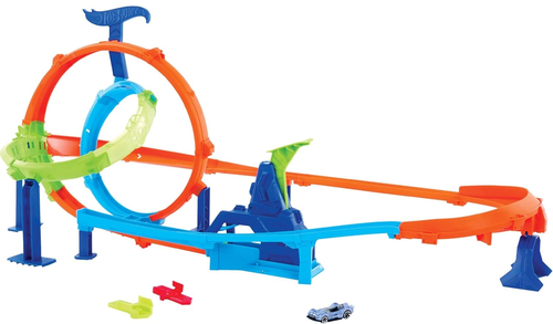 מסלול פעלולים Rapid Launch Cyclone עם משגר עוצמתי ולופים כפולים