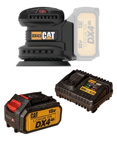 קיט מלטשת אקצנטרית נטענת 18V CAT DX43B כולל סוללה 4.0Ah ומטען מהיר