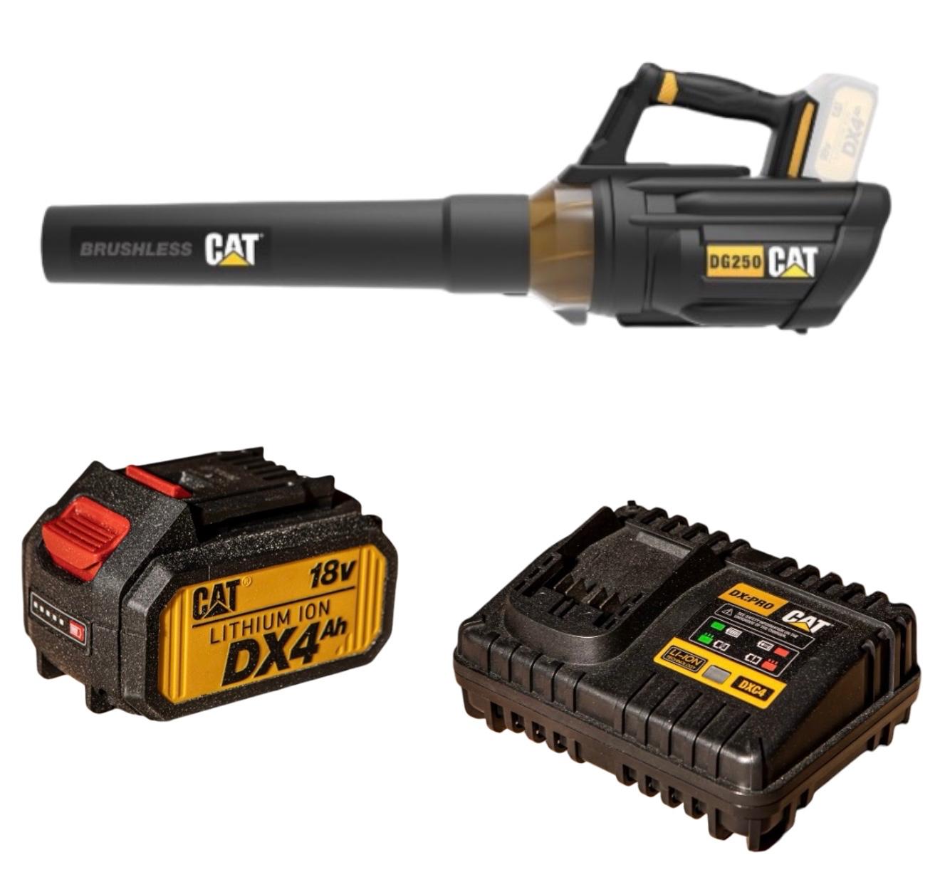 סט מפוח עלים נטען CAT 18V DG250B + סוללה 4Ah + מטען מהיר DXC4