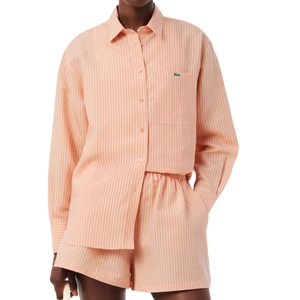 חולצה מכופתרת LACOSTE מידות XXS-S לנשים בדוגמת פסים כתום