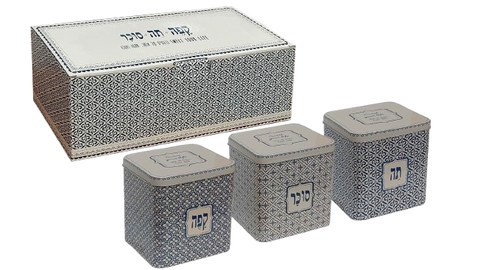 מארז קופסאות פח מעוצבות – קפה, סוכר, תה