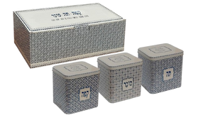 מארז קופסאות פח מעוצבות – קפה, סוכר, תה