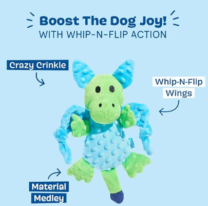 משחק לכלב בובת בארק המברט הדרקון - BARK Dog Toy Humber The Dragon Plush Squeaker