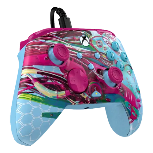 בקר גיימינג חוטי דגם PDP Rematch™ Glow Advanced Wired בצבע תכלת/ורוד מבית Turtle Beach