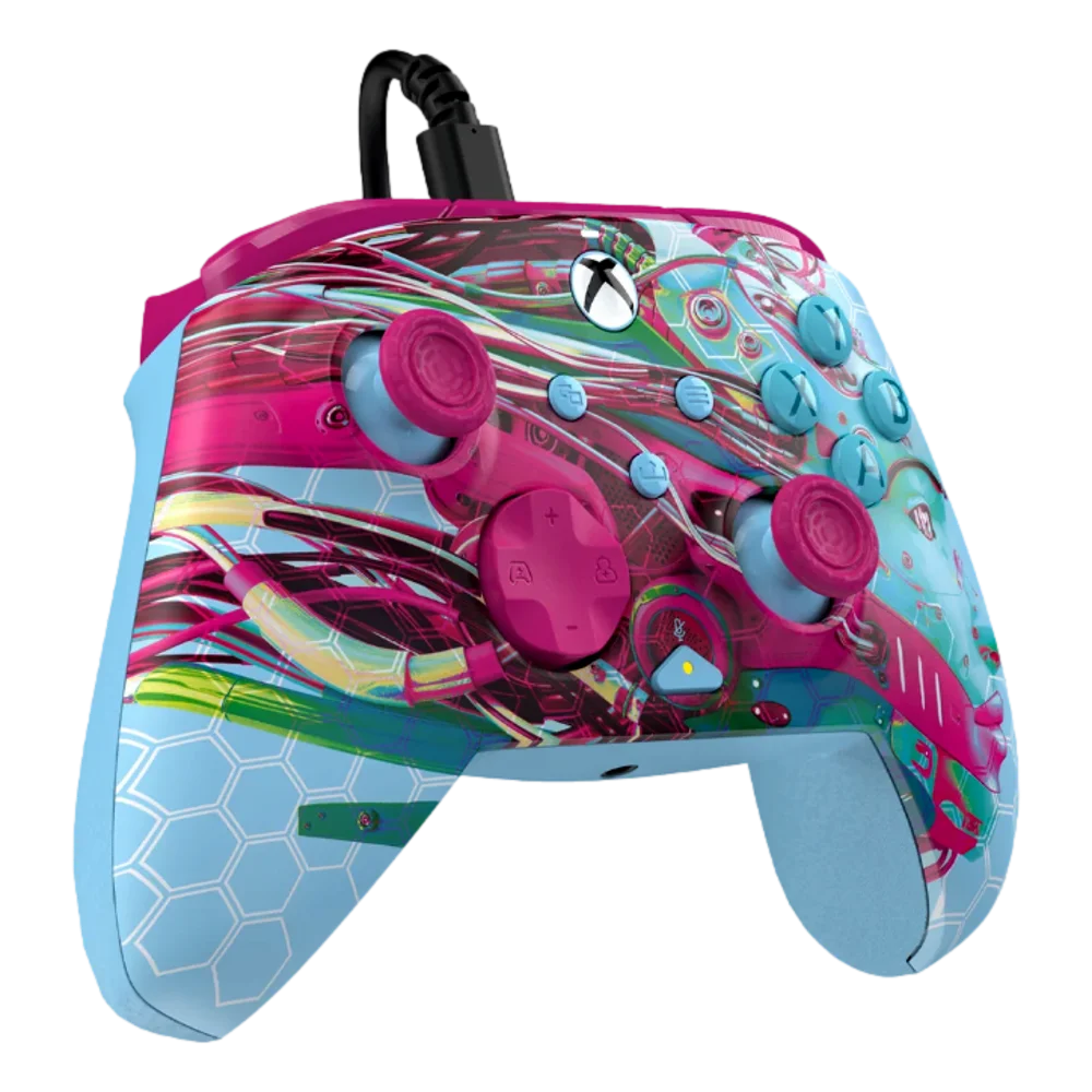 בקר גיימינג חוטי דגם PDP Rematch™ Glow Advanced Wired בצבע תכלת/ורוד מבית Turtle Beach