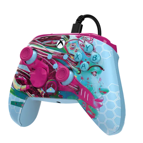 בקר גיימינג חוטי דגם PDP Rematch™ Glow Advanced Wired בצבע תכלת/ורוד מבית Turtle Beach