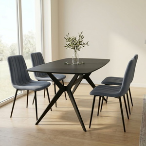 פינת אוכל מעוצבת כולל שולחן קרמיקה ו-4 כסאות Tudo Design