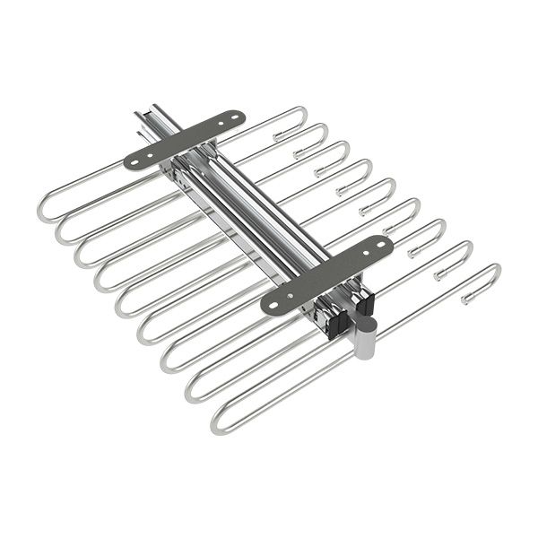 מתקן נשלף ל-9 זוגות מכנסיים, צד שמאל, דגם PR9L כרום ניקל