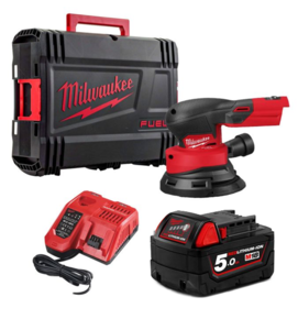 מלטשת אקסצנטרית "5 נטענת M18 FROS125 כולל סוללה 5AH ומטען Milwaukee מילווקי