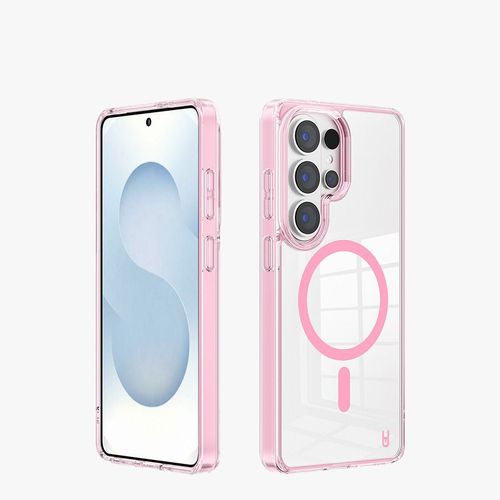 כיסוי Crystal GRIP מגנטי ורוד ל-Samsung Galaxy S26 – תואם MagSafe עם טבעת מגנטית והגנה מפני נפילות
