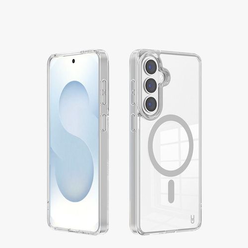 כיסוי Crystal GRIP אפור ל-Samsung Galaxy S26 – כיסוי מגנטי עם ספיגת זעזועים ותמיכה ב-MagSafe