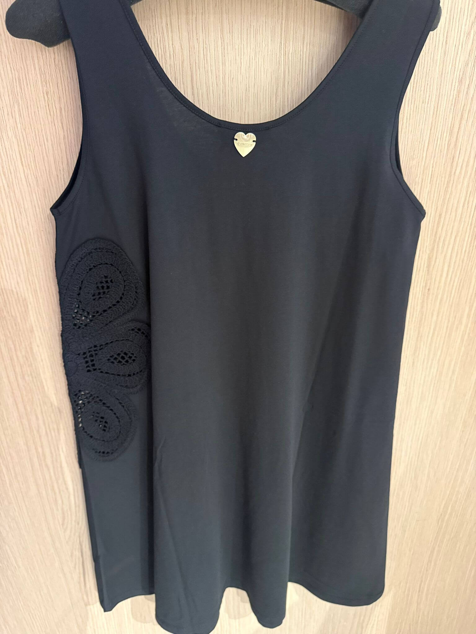 Maxi top with crochet detail - BLACK
