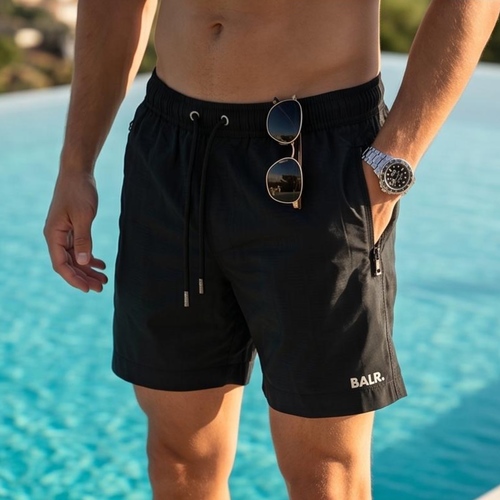 בגד ים BALR מידות S-XXL לגברים בגוון שחור עם רוכסן