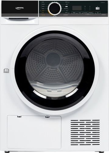 מייבש כביסה קריסטל Crystal DHP8200B לבן בעיצוב מודרני עם דלת זכוכית יוקרתית.