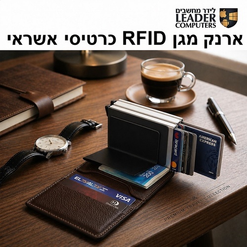 ארנק מגן כרטיסי אשראי כפול נשלף RFID חום-כסוף WR-807