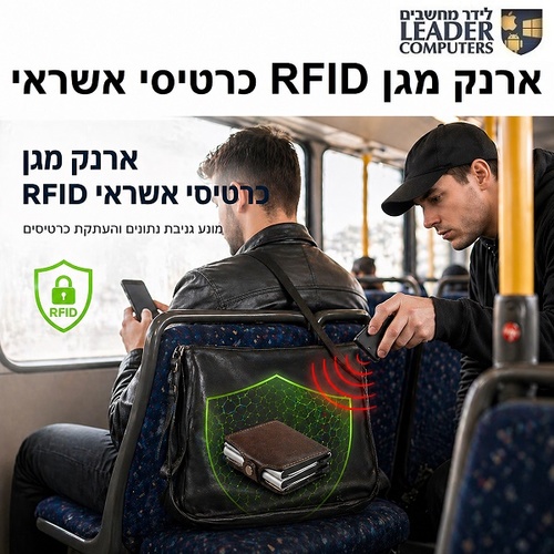 ארנק מגן כרטיסי אשראי כפול נשלף RFID חום-כסוף WR-807