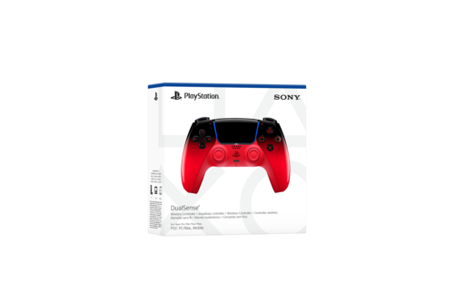 שלט PS5 DualSense Techno Red מבט צד עיצוב Hyperpop אדום שחור