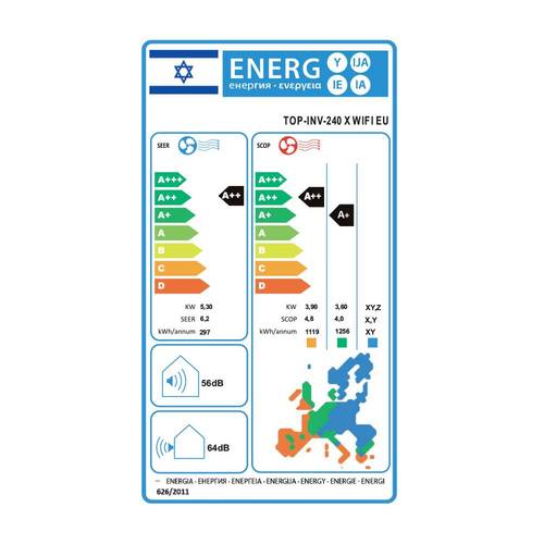 מזגן עילי Tornado TOP-INV-240X WIFI EU 18084BTU