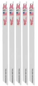 סט 5 להבים למסור חרב 300 מ"מ Milwaukee 48-47-5189 – 18 TPI לחיתוך מתכת