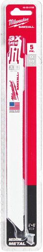 מארז 5 להבי Sawzall למסור חרב לחיתוך מתכת Milwaukee 48-47-5188 – אורך 230 מ