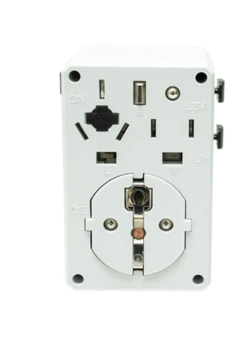 מתאם אוניברסלי 2500W לשקע ישראל + USB ו-Type C