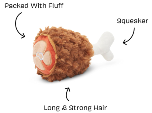 משחק לכלב בובת בארק פולקה עסיסית - BARK Dog Toy Tavern Turkey Leg Plush Toy For Dogs