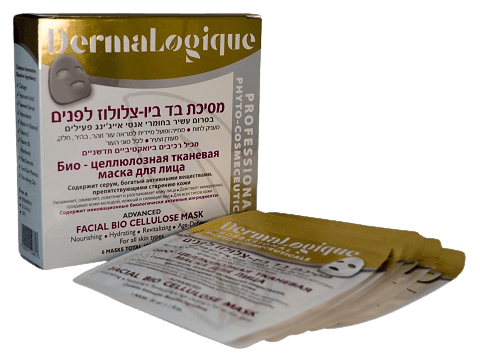 מסכת בד ביו-צלולוז לפנים מכיל 180 מ"ל לכל סוגי העור דן פארם